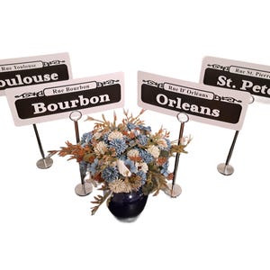 Números de mesa para bodas con letreros callejeros de Nueva Orleans personalizados: centros de mesa con adornos personalizados de NOLA imagen 2
