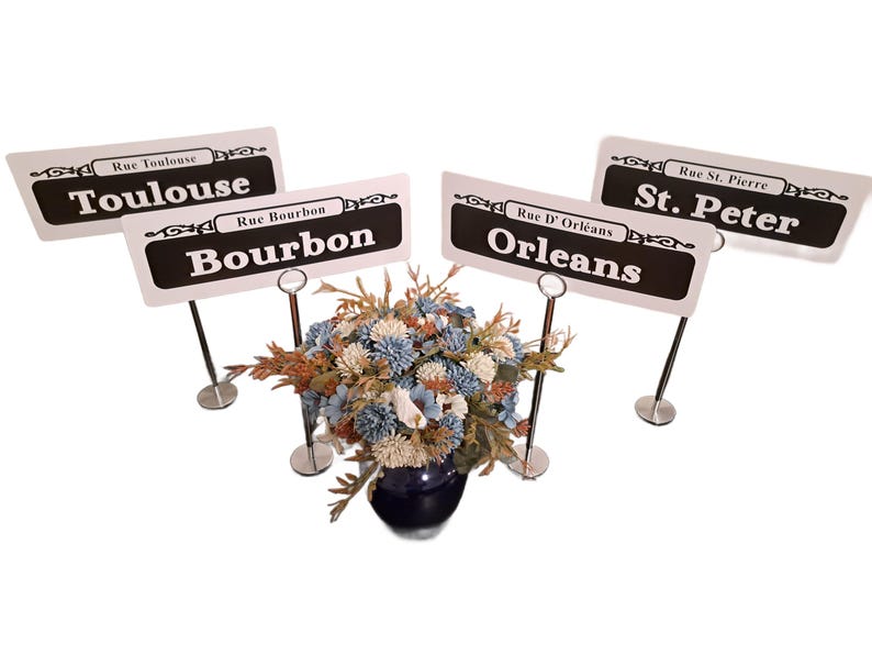 Números de mesa para bodas con letreros callejeros de Nueva Orleans personalizados: centros de mesa con adornos personalizados de NOLA imagen 2