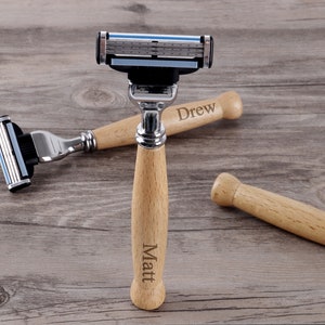 Groomsmen Proposal, Razor for Men, Best Man Gift Set, Groom Gift, Personalized Wood Razor, Mens Shaving Kit, Usher Gifts