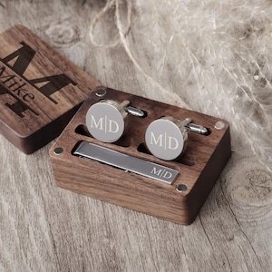 Groomsmen Gifts Cufflinks Set, Best Man Gift Set, Groomsmen Cufflinks, Engraved Cuff Links, Cufflinks and Tie Clip Set, Gift for Men