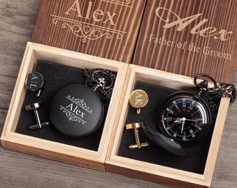 Engraved Pocket Watch Wedding Groomsmen Gifts, Bestman Gift Watches