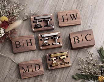 Cufflinks Personalized, Groomsmen Cufflinks Set, Groomsmen Gifts, Best Man Gift, Custom Initials Cuff Links and Tie Clip Set, Groomsman Gift