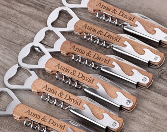 Custom Wedding Party Favors, Corkscrew Opener Personalized, Party Favors for Guests, Thank You Favors, Bottle Opener, Engraved Wine Opener