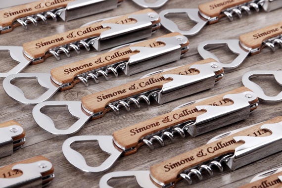 Engraved Corkscrew Opener, Brthday Favors, Party Favors, Weddng Favor