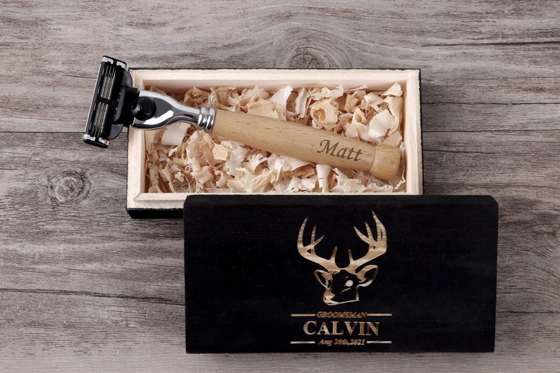 Personalized Wood Razor, Groomsmen Gifts, Groomsmen Proposal, Best Man Gift, Bachelor Party Gifts, Groomsman Gift Ideas, Usher Gifts image 4