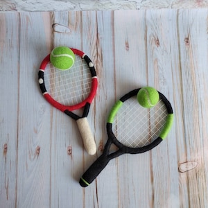 Newborn felted tennis set Felted tennis racquet and ball, Felted sport props, Felted Decor props, Newborn Photography props,Felted Props