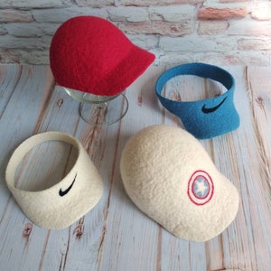 Gevilte sportpet voor pasgeborenen, vilten sportklep, baseballpet baby, vilten sportrekwisieten, vilten decorrekwisieten, fotorekwisieten pasgeboren, vilten rekwisieten