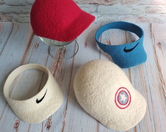 Felted  newborn sport cap, Felted sport visor, Baby baseball cap , Felted sport props, Felted decor props, Newborn Photo props,Felted Props