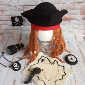 Accesorios fotográficos de piratas de fieltro para recién nacidos, Jolly Roger de fieltro, accesorios de Piratas del Caribe, mapa del tesoro, sombrero pirata para bebé, accesorios fotográficos de piratas, náuticos