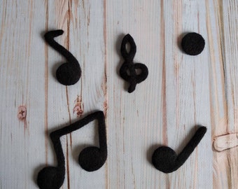 Felted music notes Baby felted violin&bow Sheet music Newborn violinist Felted musical instruments Felt musicians props Newborn Photo props