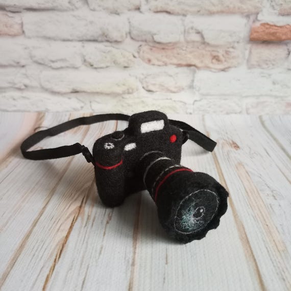 Newborn needle felted SLR camera, Felted photo camera, Newborn photo props, Baby photographer props, Gift photographer, Felted decor props
