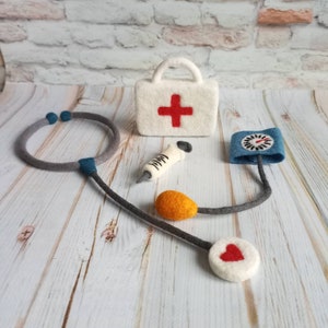 Newborn felted doctor props, Souvenir,felted stethoscope,newborn doctor prop,nurse prop,felted lovie,Felted decor,Newborn props,Felted Props