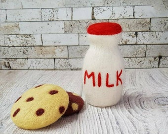 Accesorios de leche y galletas de fieltro para recién nacidos, recuerdo, accesorios de fieltro para recién nacidos, accesorios para fotos de recién nacidos, leche de fieltro con dulces, accesorios de decoración para fotos de recién nacidos