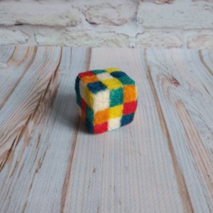 Felted Rubik&#39;s Cube toy,Smart baby photo props, Back to school felted props, Felted School Supplies,Felted decor props Newborn Felted Props