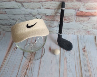 Newborn Felted golf set Felt golf club Golf ball Newborn golfer Felted sport props Felted decor prop Newborn Photography props Felted Props