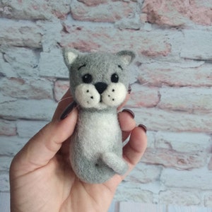 Felted gray cat for newborn Photoprops,felted photo props, Felted Decor Photo prop, Newborn felted photo props