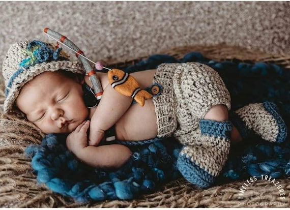 Newborn Little Baby Boy Photography Crochet Fisherman Outfits Props Infant  Neonate Fishing Hat Picture Photo Shoot Props Clothes - AliExpress