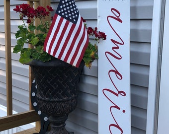 Hand Painted America Wood Sign: Patriotic Home Decor
