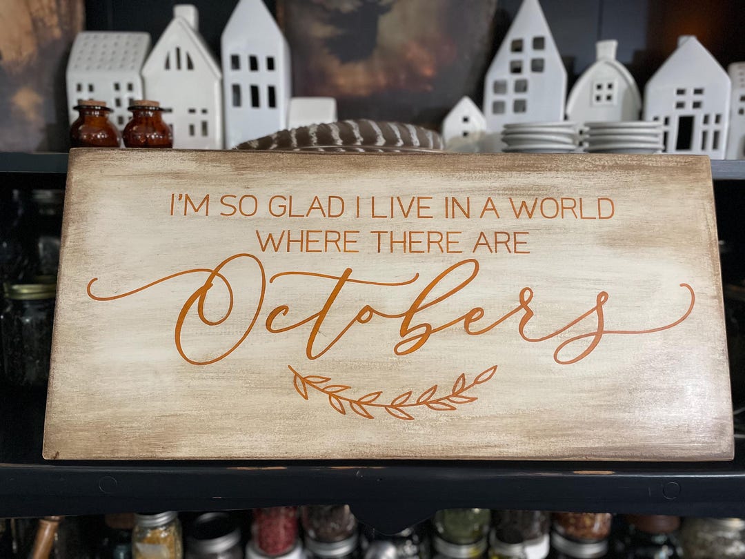 Rustic October Sign Hand Painted