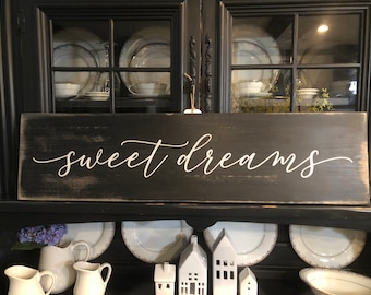Sweet Dreams Sign: Hand Painted Distressed Wood Decor