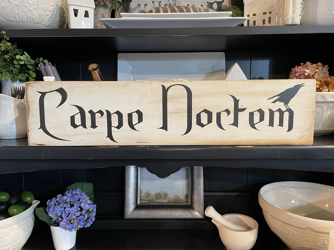 Carpe Noctem Sign: Hand Painted Distressed Wood Decor - Etsy