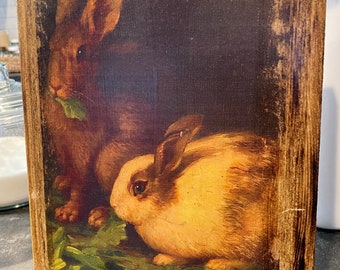 Vintage rabbits eating