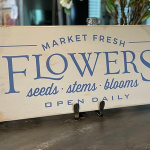 Flower Market Sign: Hand-Painted Distressed Wood Decor
