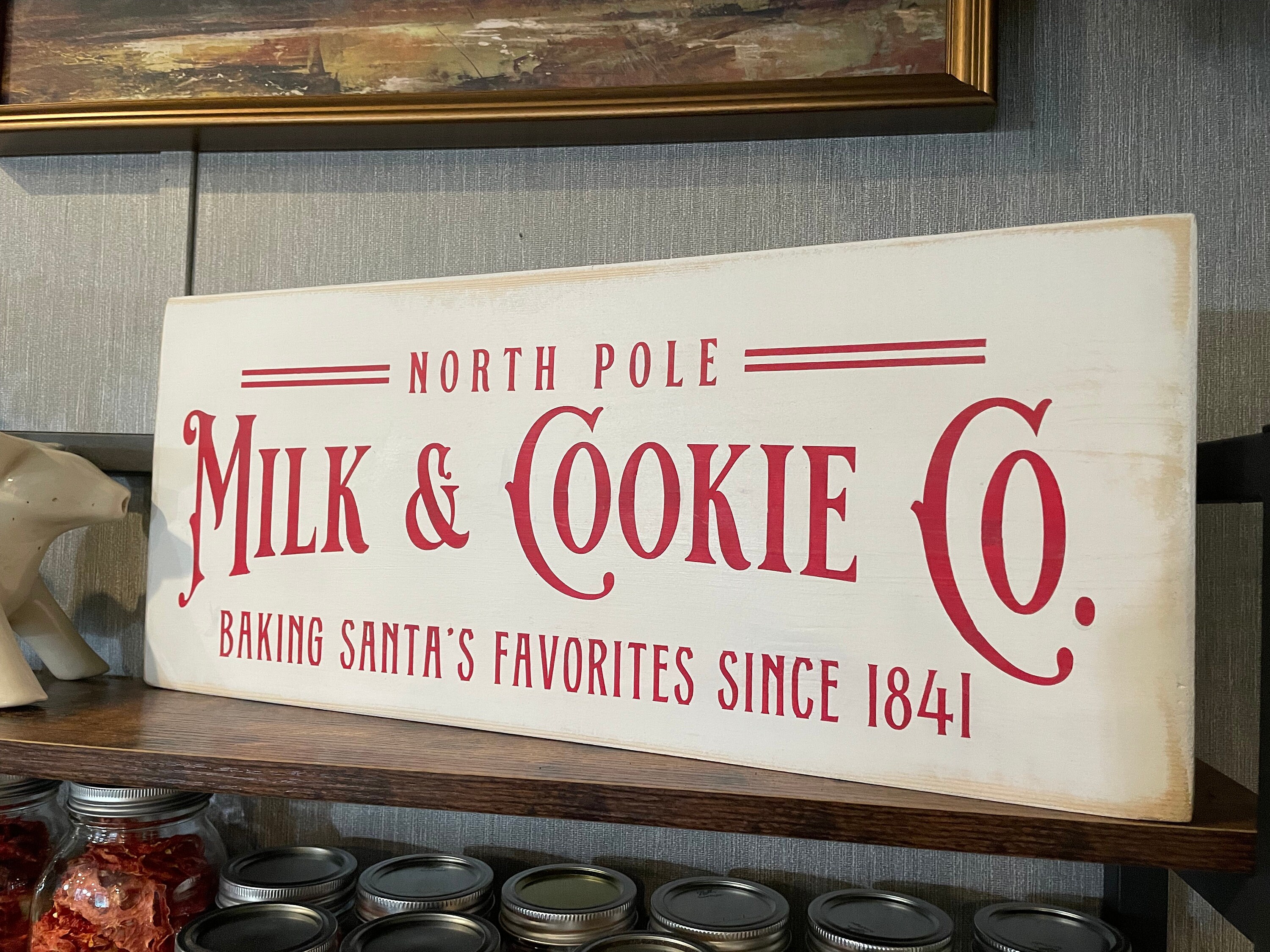 Milk & Cookie Co, Christmas Kitchen Sign, Retro Christmas Decor, Large  Canvas Signs, Vintage Winter Wall Art, North Pole Milk and Cookie Co 