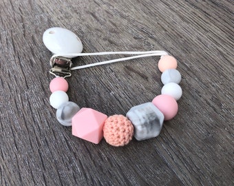 Silicone Pacifier Clip Binky Clip Dummy Teether Clip Soother Clip Baby Bite Beads Universal Clip Toy Clip Newborn Baby Girl Boy Chew Beads
