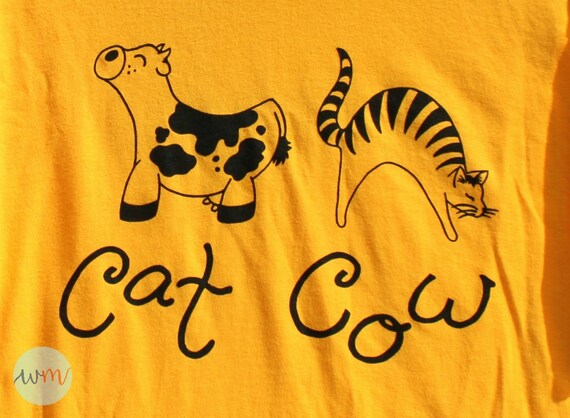 Cat Cow Yellow Yoga T-shirt - Etsy
