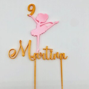 Cake Topper Ballerina Personalizzato, DUE COLORI, Topper per Torta con nome e numero stampato in 3D, festa, Compleanno, decorazione Danza.