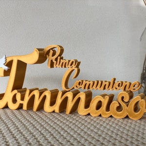 Decorazione Tavolo Per Comunione In Legno Con Scritta 'Alles Gute Zur Konfirmation' - Set Con 45 Pesciolini In Legno Blu - Battesimo E Cresima - 5