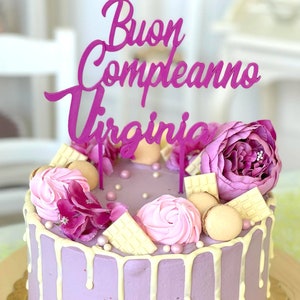 Cake Topper "Buon Compleanno" Personalizzato, Topper per Torta con nome stampato in 3D, festa, compleanno, nome, Happy Birthday, laurea.