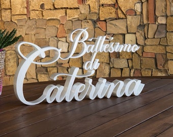 Il mio Battesimo Nome personalizzato stampato in 3D da tavolo, Scritta 3D, Nome evento, festa, Santa cresima, comunione, laurea, matrimonio.