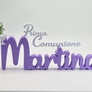 Prima Comunione con Nome da tavolo personalizzato, Scritta 3D, Nome per evento, santa cresima, prima comunione, laurea, matrimonio, nascita.