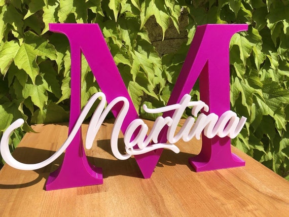 Nome personalizzato stampato in 3D con iniziale Grande, Scritta 3D, Nome  per evento, festa, compleanno, battesimo, cresima, 18 anni -  Italia
