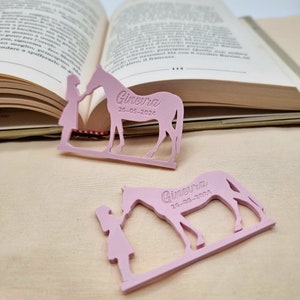 Segnaposto Cavallo e Bambina personalizzato stampato in 3D e nome inciso al laser per Prime comunioni, Cresime, Battesimi,cerimonie e eventi