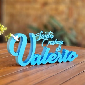 Santa Cresima Nome personalizzato stampato in 3D da tavolo, Scritta 3D, Nome evento, festa, santa cresima, comunione, laurea, matrimonio.