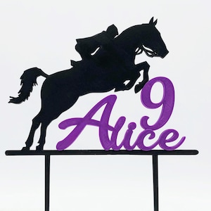 Cake Topper Cavallo Personalizzato, DUE COLORI, Topper per Torta con nome e numero stampato in 3D, festa, Compleanno, decorazione Fantino.