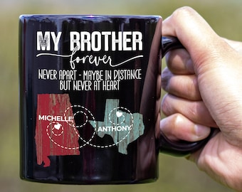 Birthday Gift for Brother, Brother Birthday Gift, Map Gift from Sister, Personalized Gift for Brother, Personalized Mug for Brother