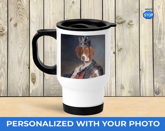 Custom Pet Portrait Travel Mug, Gift For Dog Dad Mom, Your Pet in Costume, Pet Owner, Gift For Dog Owners, Pet Lover, Royal Pet Portrait