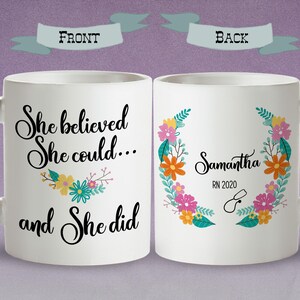 Custom Nurse Mug Personalized Name Design Graduation Gift Celebration Keepsake Registered Nurse Appreciation Present Healthcare Worker Recognition Coffee Cup Daily Use Essential Nursing Student Achievement Premium Quality Construction