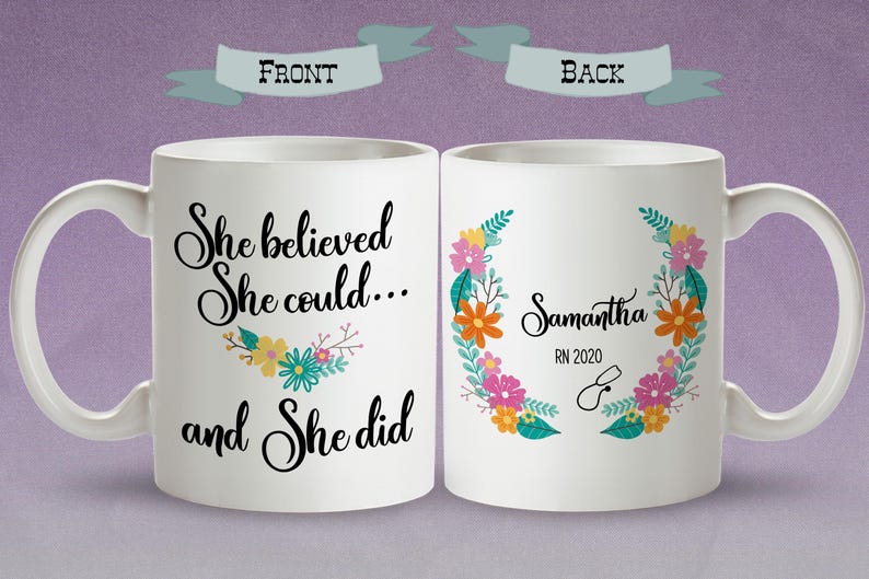 Custom Nurse Mug Personalized Name Design Graduation Gift Celebration Keepsake Registered Nurse Appreciation Present Healthcare Worker Recognition Coffee Cup Daily Use Essential Nursing Student Achievement Premium Quality Construction