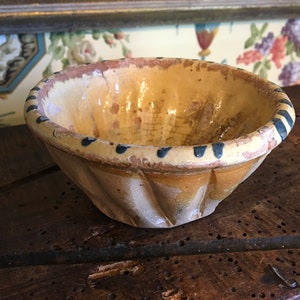 French Antique Provence Yellow & Blue Pottery Mold Mould