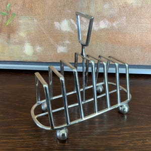 English Metal 6 place Victorian Toast Rack Ball Feet