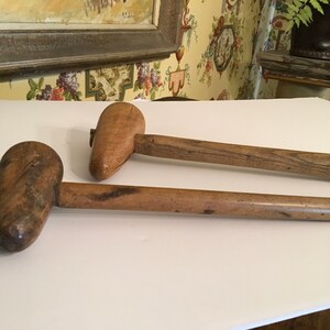 Antique English Primative Wooden Mallets Two
