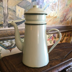 Antique French Light Green Biggin Coffee Pot 3 piece