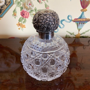 English London Cut Crystal & Sterling Cologne Bottle Victorian