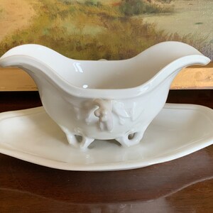 French White Ironsstone Pottery Gravy Sauce Boat Paris