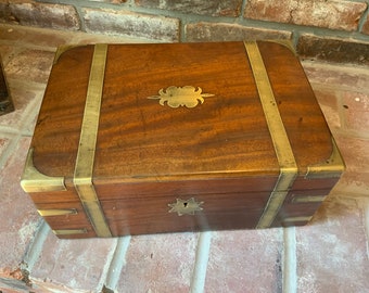 Antique English Box, Silk Lined Box, Antique Wood Box